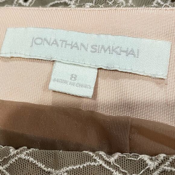 Jonathan Simkhai Women's Beige Burlesque Split Eyelet Pencil Skirt sz 10 - Picture 4 of 4